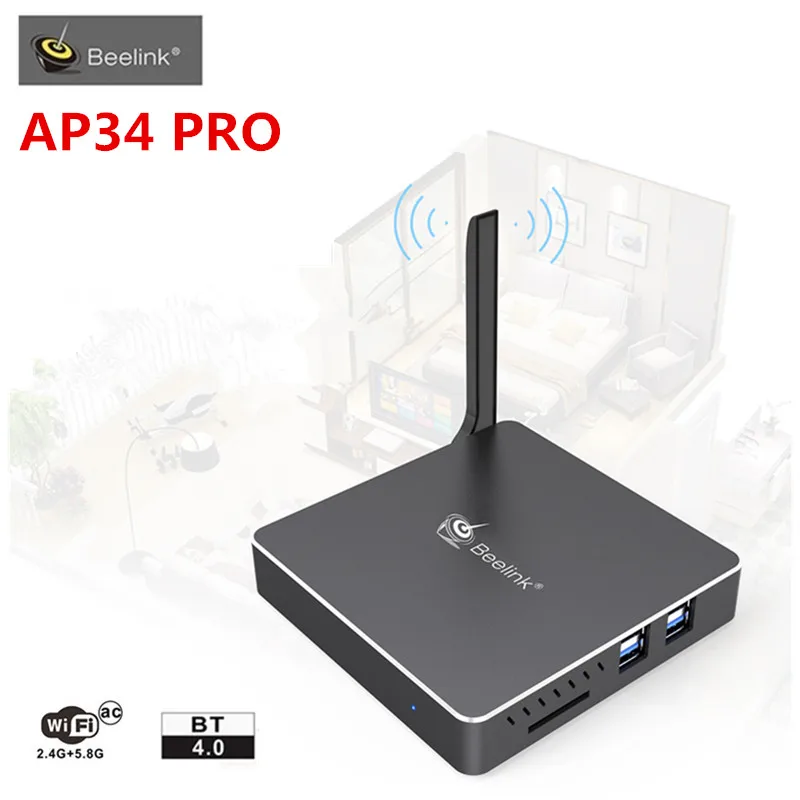 Beelink AP34 Pro Mini PC ТВ Box Intel Apollo Lake N3450 4 ГБ/6 ГБ Оперативная память 64 Встроенная wi Fi 1000 м