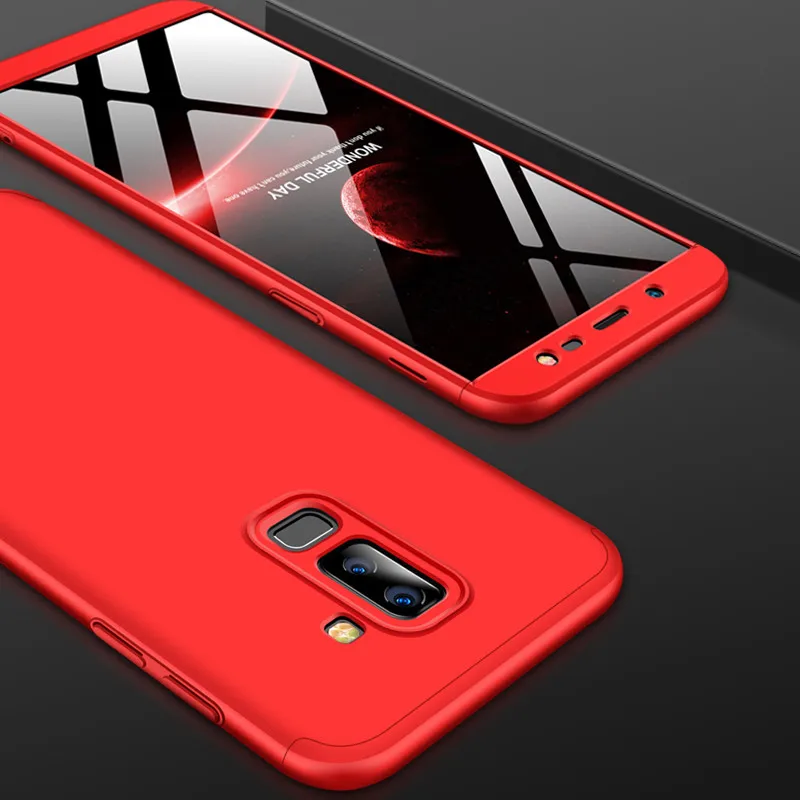 Роскошный 360 Защитный пластиковый жесткий чехол для samsung Galaxy J8 SM-J810 противоударный корпус для телефона для samsung на J 8 тонкий Чехол - Цвет: Red