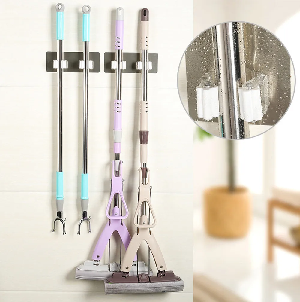 

Wall Mounted Mop Organizer Holder Brush Broom Hanger Storage Rack Kitchen Tool Wall Housekeeper Accessory Hanging Pipe Hooks
