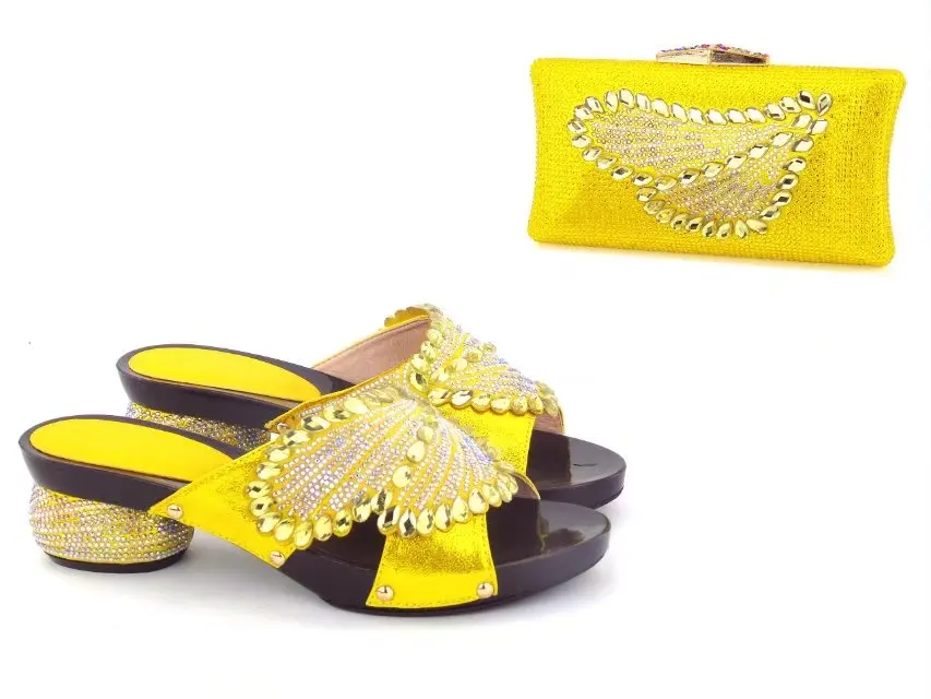 

Free shippment african shoes and bag matching set 2017 slipper design shoes with clutches bag many colors 2.3 inches HMS0031