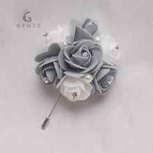 

Genie Wholesale 30 Pcs Wedding Flowers Boutonniere Personalized Suit Decoration Accessories Foam Rose Pin Brooch Corsage Flower