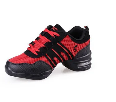 Новинка; дышащая обувь для танцев на мягкой подошве; женские спортивные кроссовки для танцев; обувь в стиле джаз и хип-хоп; женская танцевальная обувь; Zapatos movefun; 61 - Цвет: black red