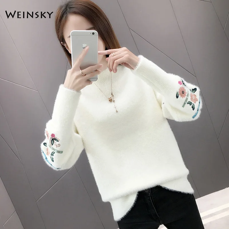 Women Knitted Sweater And Pullovers Korean Fashion Style Turtleneck Sweaters Autumn And Winter New Wool Yellow Sweater