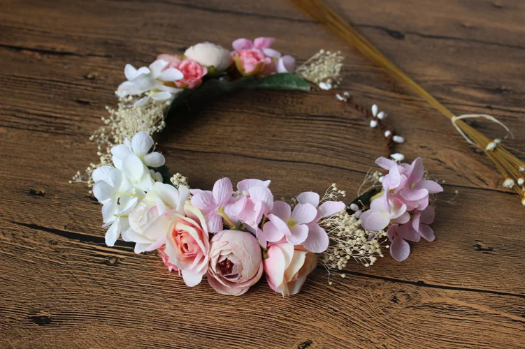 Цветок невесты корона искусственный цветочный венок на голову для волос Цветочная головная повязка, аксессуары для волос украшение из цветов цветок
