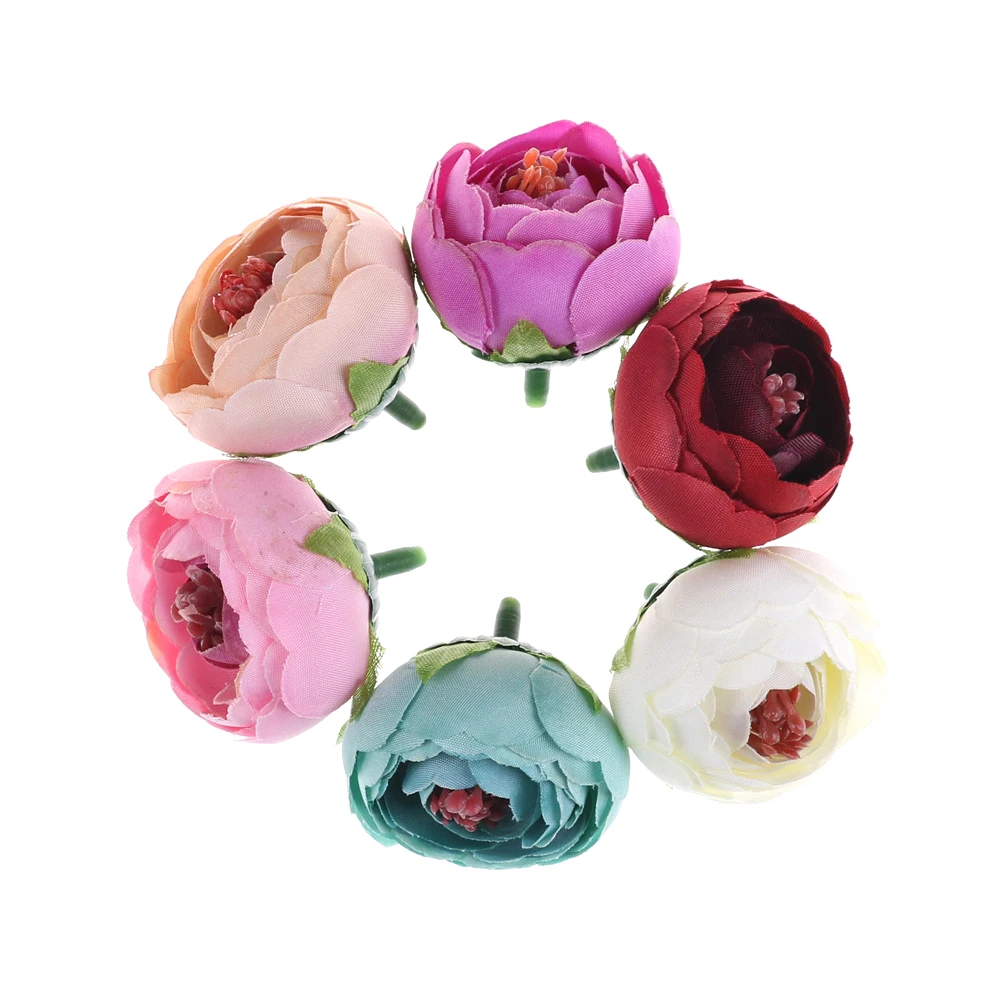 10pcs Cute Mini Small Tea Bud Artificial Flower For Wedding Home Decoration Camellia Mariage Flores Satmen Flowers Plants Spring