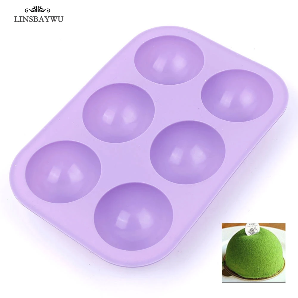 LINSBAYWU 6 отверстий силиконовые полушаровые формы для выпечки формы для шоколада, кекса, торта, Новые прочные кухонные аксессуары, инструменты
