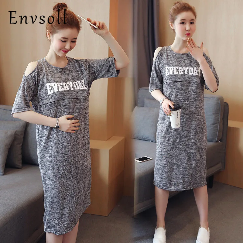 Vente Envsoll Nouvel Été Vêtements D allaitement Pour Femmes Enceintes Impression Manches Courtes Allaitement Maternité Robes Robes
