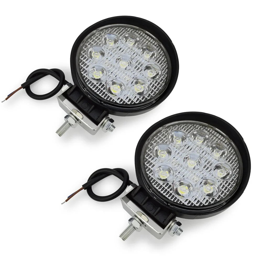 2pcs 4inch 27W led work light bar offroad lamp Round spot Flood off road 4X4 accessories car
