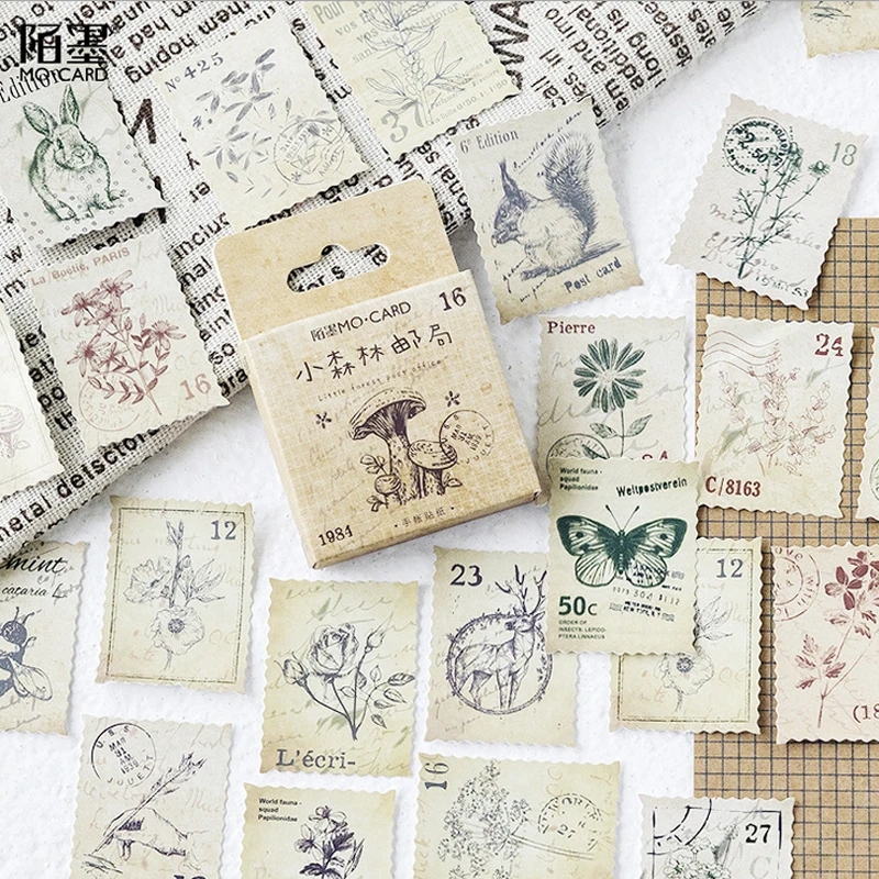 

46 Pcs/box Vintage animal stamp paper sticker decoration stickers DIY for craft diary scrapbooking planner label sticker