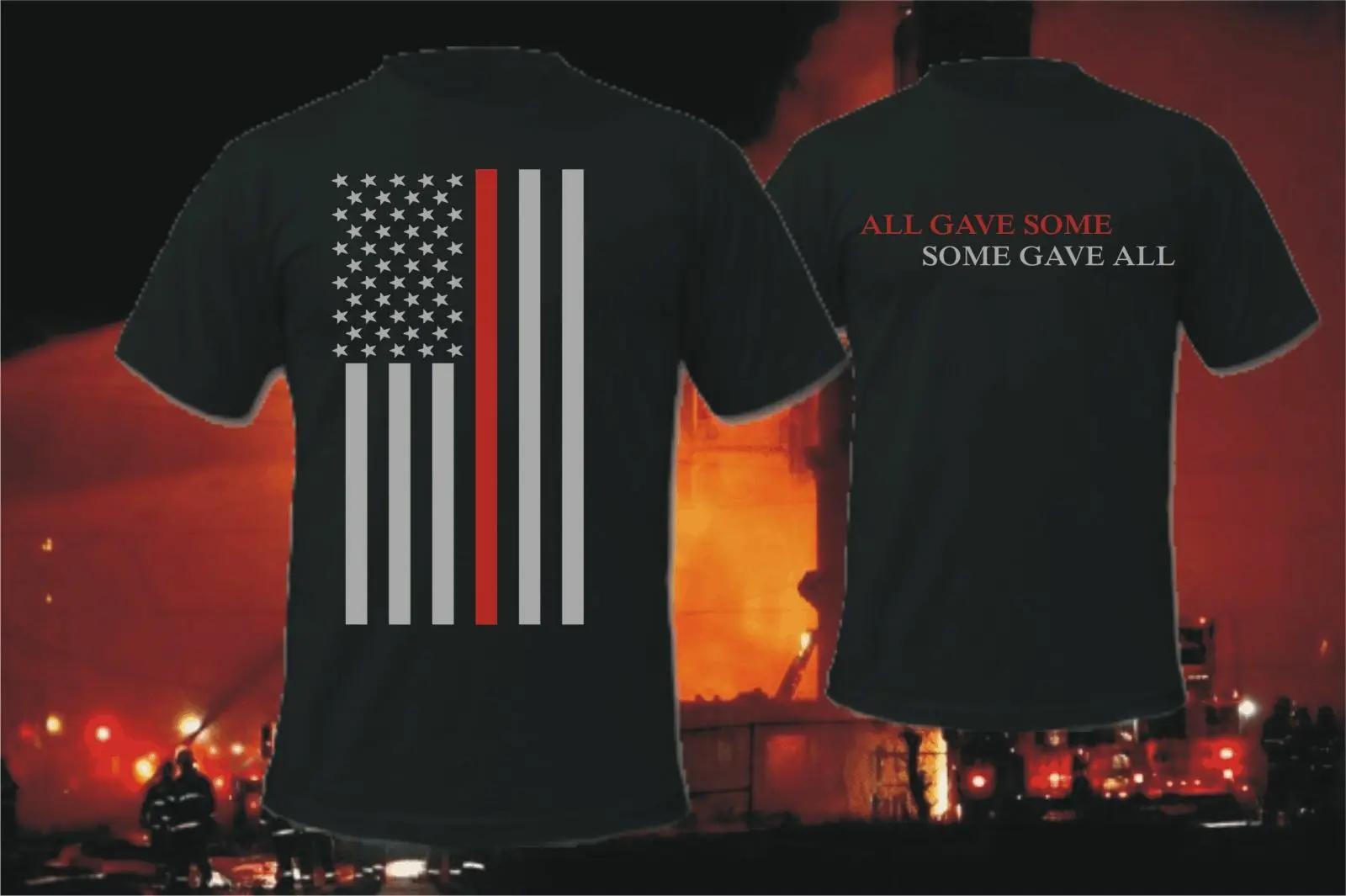 

THIN RED LINE FLAG FIREFIGHTER FIRE DEPARTMENT T-SHIRT FIRE FIGHTER USA