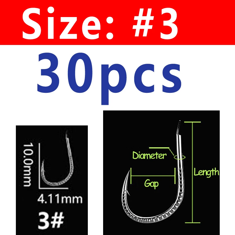 Wifreo 30PCS Silver Color Strong Carp Fishing Hook Barbed Dragon Scale Fish Hook Size 1~ Size 13 Herring Grass Carp Hooks - Цвет: Size 3 30pcs