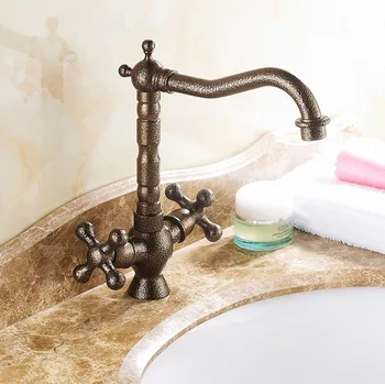 

Copper European creative kitchen faucet simple above counter basin water dragon double faucet spiral faucet