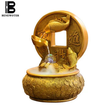 

110V/220V Creative Lucky Goldfish Flowing Water Fountain Auspicious Business Gifts Office Living Room Desktop Waterscape Decor