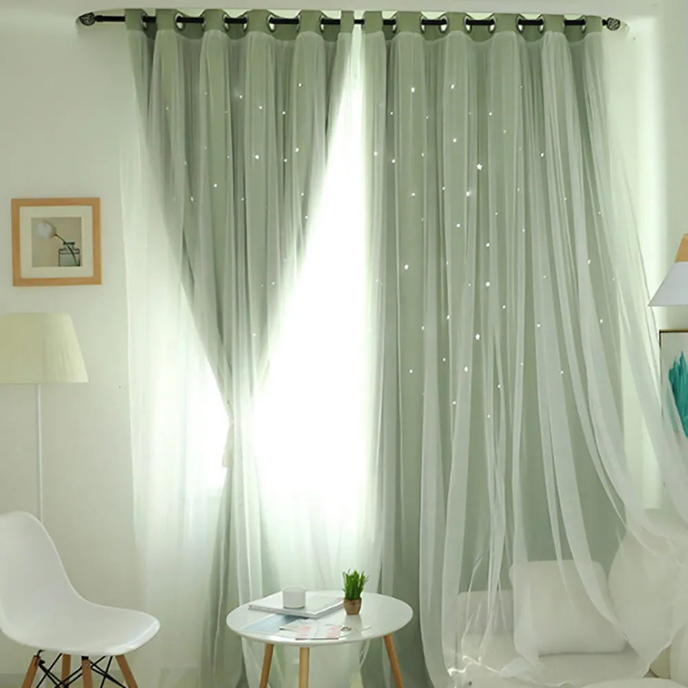 Звездное небо Прозрачный современный штора тюль для обработки окон Тюль с драпировкой подзор двухслойные для гостиной жалюзи шторы