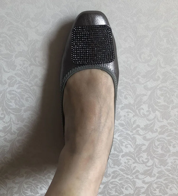 Women Spring Ballet Flats Genuine Leather Ballerina Luxury Shoes Women Designers Causal Slip-op Silver Loafer Shoes For Women (17)