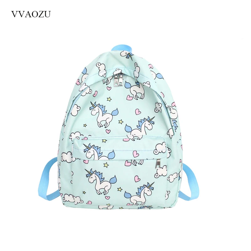 

New Cute Unicorn Printing Backpack High School Girls Shoulder Bag Kawaii Cartoon Pony Rucksacks Candy Color Schoolbags for Teen