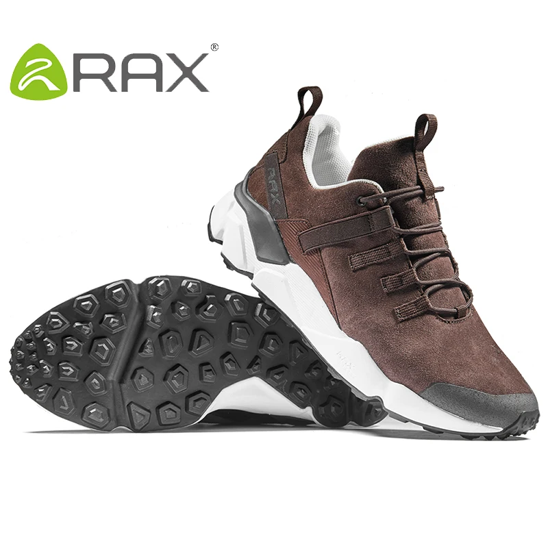 RAX New Men's Hiking Shoes Leather Waterproof Cushioning Breathable Shoes Women Outdoor Trekking Backpacking Travel Shoes Men