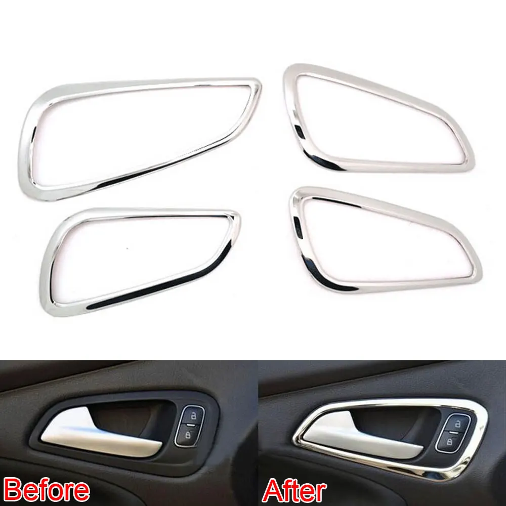 

Car Interior Stainless Steel Inner Door Handle Frame Decorative Cover Trim 4Pcs/set For 2015 Focus Car Styling Auto Accessories