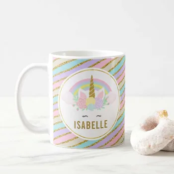 

Cute Unicorn Hot Chocolate Mug for Kids Birthday Coffee Mugs Creative Gifts Custom Name Ceramic Travel Cups 11oz