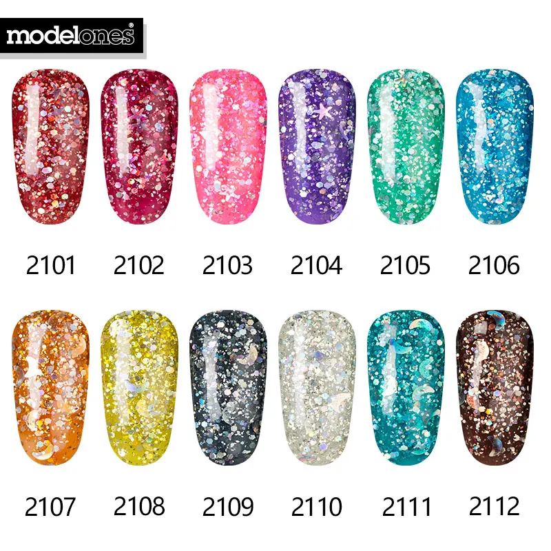 Гель лак для ногтей Modelones бриллиантовый блеск с ультрафиолетовым свечением