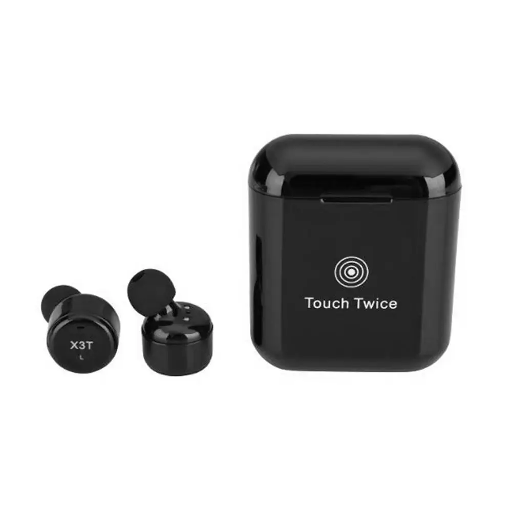 Black 1 пара TWS X3T HiFi Bluetooth наушники беспроводные Bluetooth наушники гарнитура с микрофоном для iPhone X Honor 10 Xiaomi huawei - Цвет: Black