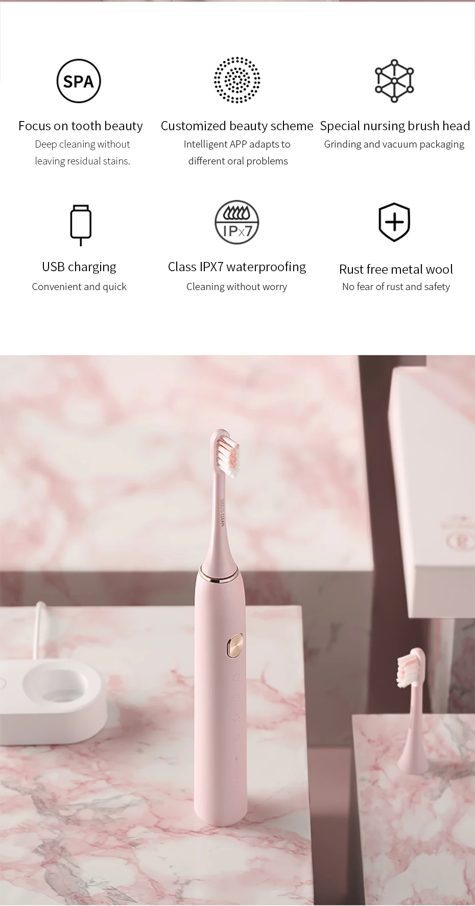 New Original SOOCAS X3 Waterproof Electric Toothbrush Rechargeable Sonic Electrric Toothbrush Upgraded Ultrasonic Toothbrush 2