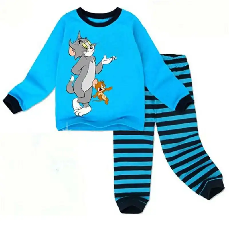 Детские пижамы комплект мальчиков Sleevewear верхняя одежда с принтом автомобиля из мультфильма Длинные рукава пижамы Топы+ штаны, комплект из 2 вещей, детские маленькие девочки, комплект одежды - Цвет: 21
