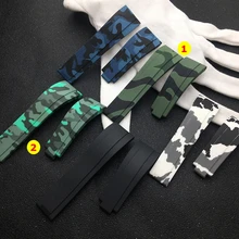 Брендовый качественный 20 мм, силиконовая Резина Зеленый Камуфляжный ремешок для часов для ролевого ремня для Daytona Submariner GMT OYSTERFLEX браслет