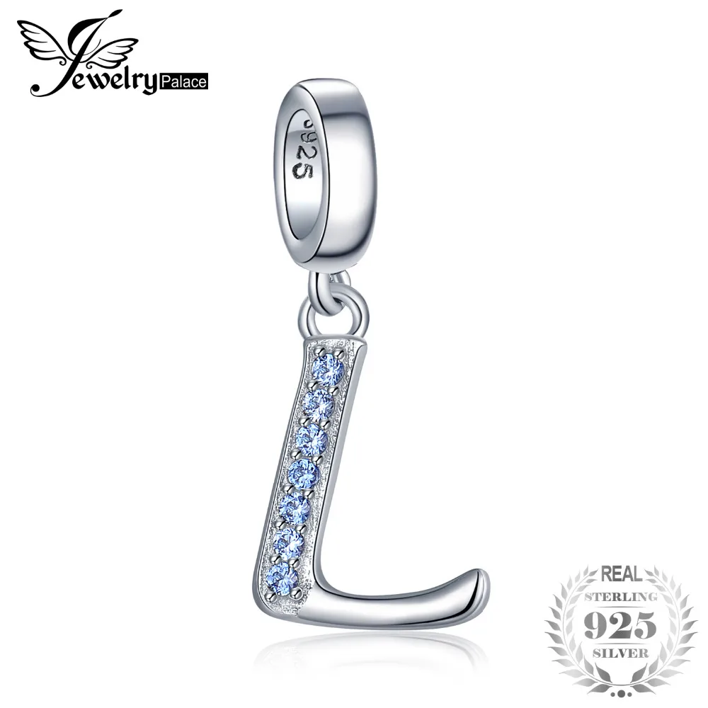 

JewelryPalace Golden Yellow Cubic Zirconia Letter L Dangle Beads Charms Fit Bracelets 925 Sterling Silver Trendy Gifts For Girls