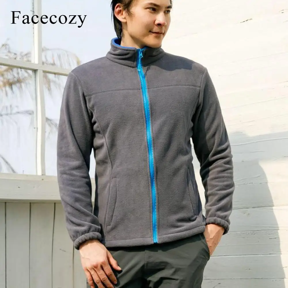 Facecozy для мужчин и женщин флисовая куртка для походов и кемпинга плотное теплое пальто на молнии осенне-зимние куртки для любителей спорта на открытом воздухе - Цвет: Men Gray Jacket