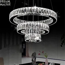 Современный светодиодный люстры Длинные Кристаллы кольцо с бриллиантом светодиодный светильник Нержавеющая сталь подвесной светильник светильники Светодиодный люстра канделябр