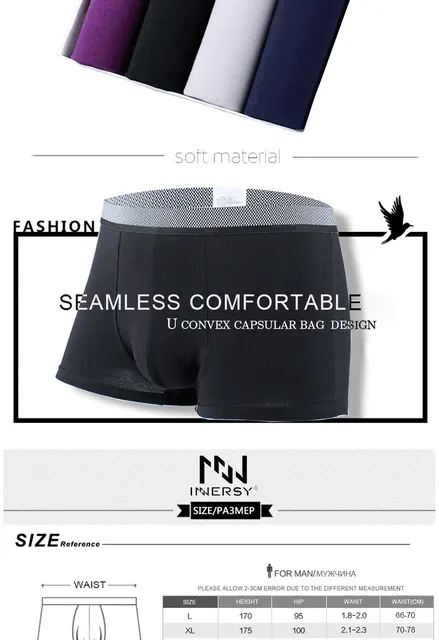 Innersy 2017 majtki mężczyźni 4Pcslot Bielizna Soft Boxers Modal Boxer mężczyźni Solid Boxer spodenki plus rozmiar bokserki Mens Bielizna lot -