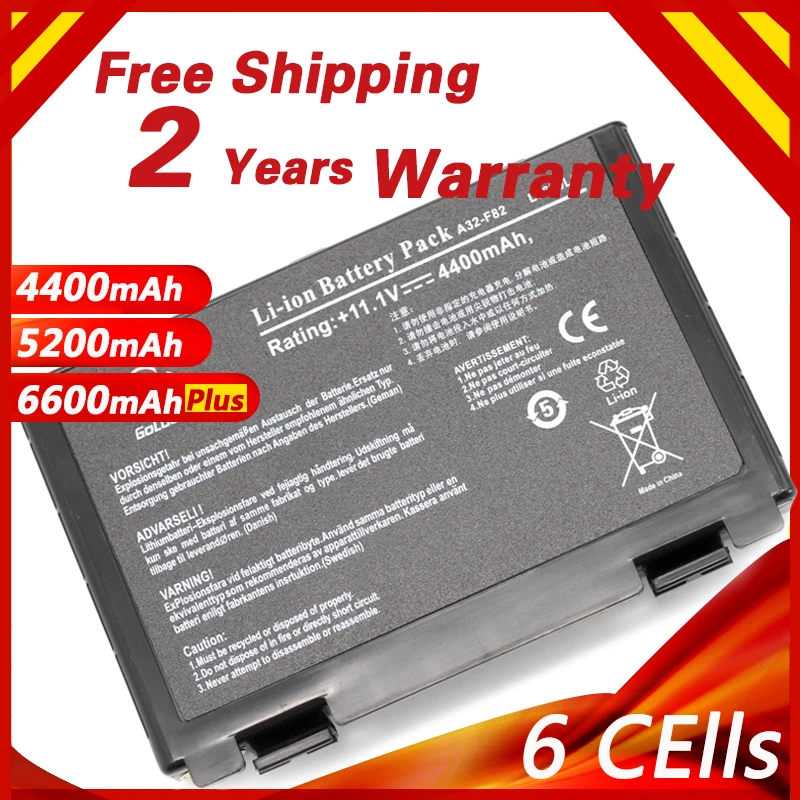 Goedkoop Laptop Batterij Voor Asus A32 F82 A41 F52 F82 K61 K70 X8A A32 F52 L0690L6 L0A2016 K40 K40E K40N K40lN K50 K51 k60 P81 X5A X5E X70