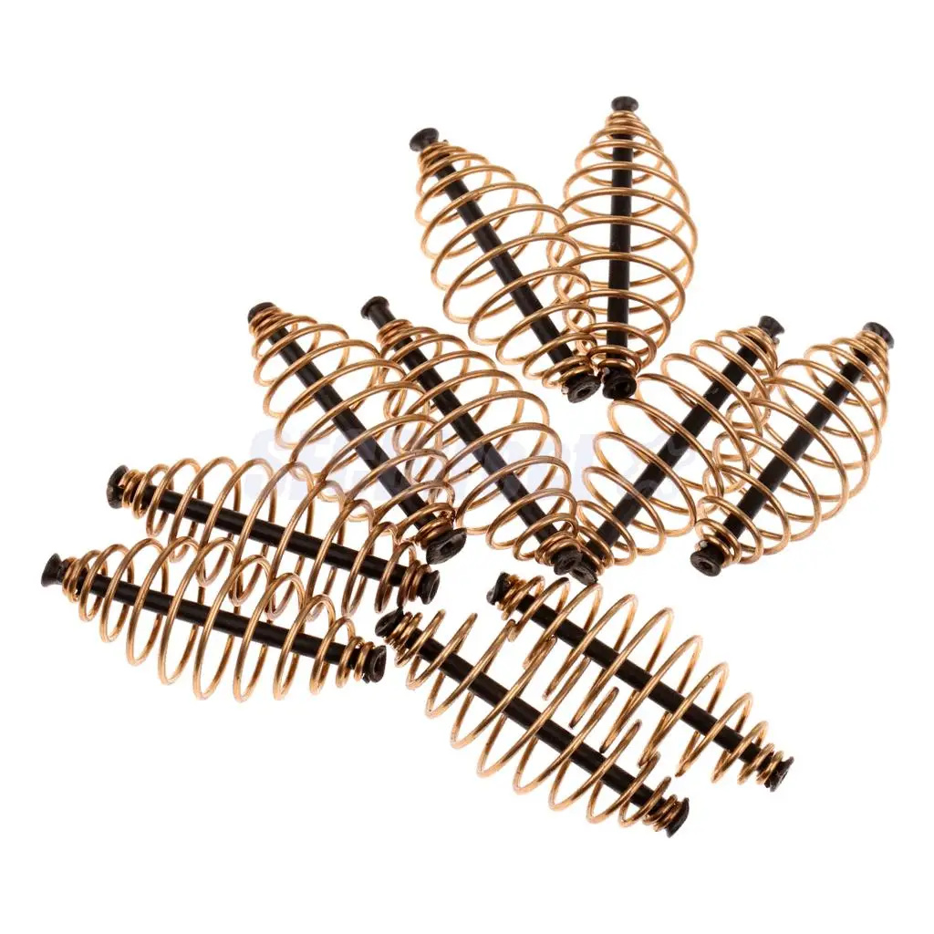 10pcs Spring/Coil Inline Fishing Feeder Coarse Carp Fishing Tackle Baits Cage S M L