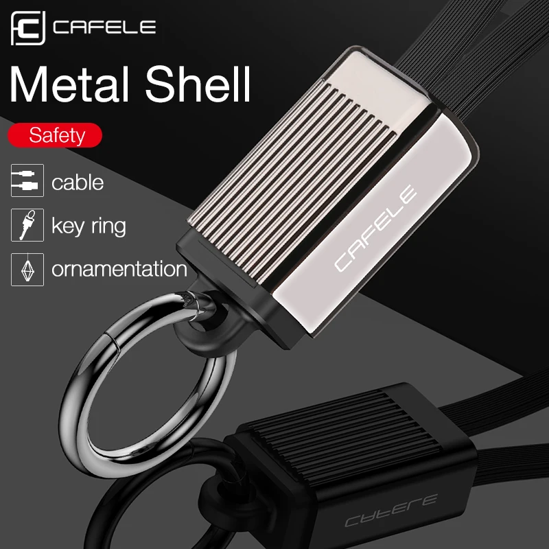 CAFELE USB Cable for iphone X 8 7 6 Plus Portable Charging Cable for Micro Phones Data Transmission Cables Key Ring Style
