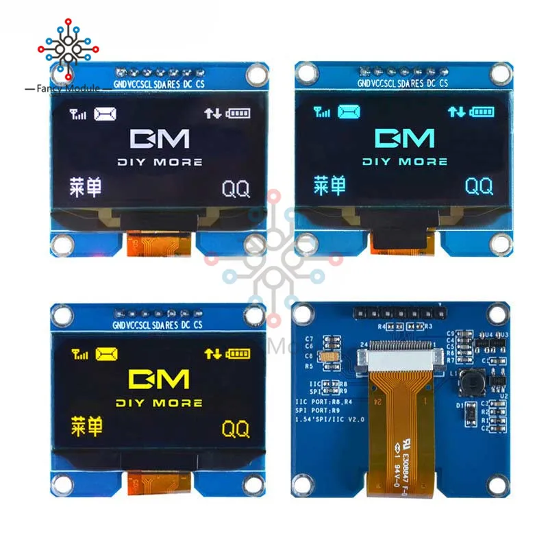 1 54 &quot7PIN oled дисплей модуль SSD1309 подходит для SSD1306 SPI IIC I2C интерфейс 12864 OLED экран 3 5 V