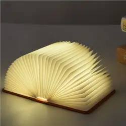 USB светодио дный перезаряжаемые led Booklight для Домашний декор складная деревянная книга форма настольная лампа ночник теплый белый свет