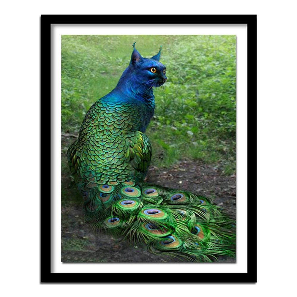 

Diamond "Cartoon" Patterns Needlework Full Square Diamond Embroidery Peacock Cat Rhinestone Wall Art