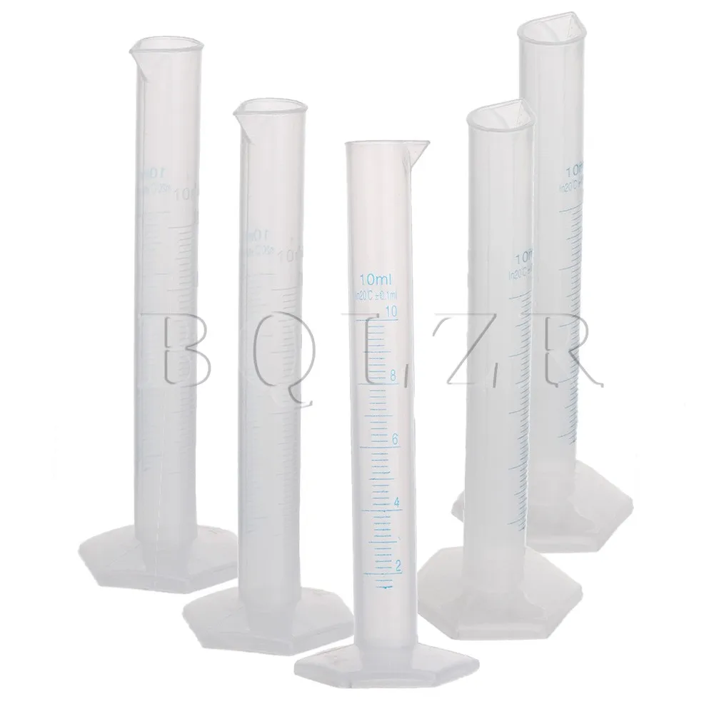BQLZR 5pcs 10ml Chemistry Set Measuring Tool Plastic Double Graduated