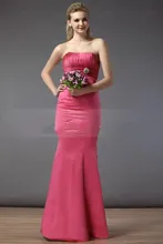 2016 New Long Bridesmaid Dresses Mermaid Strapless Ruched Satin