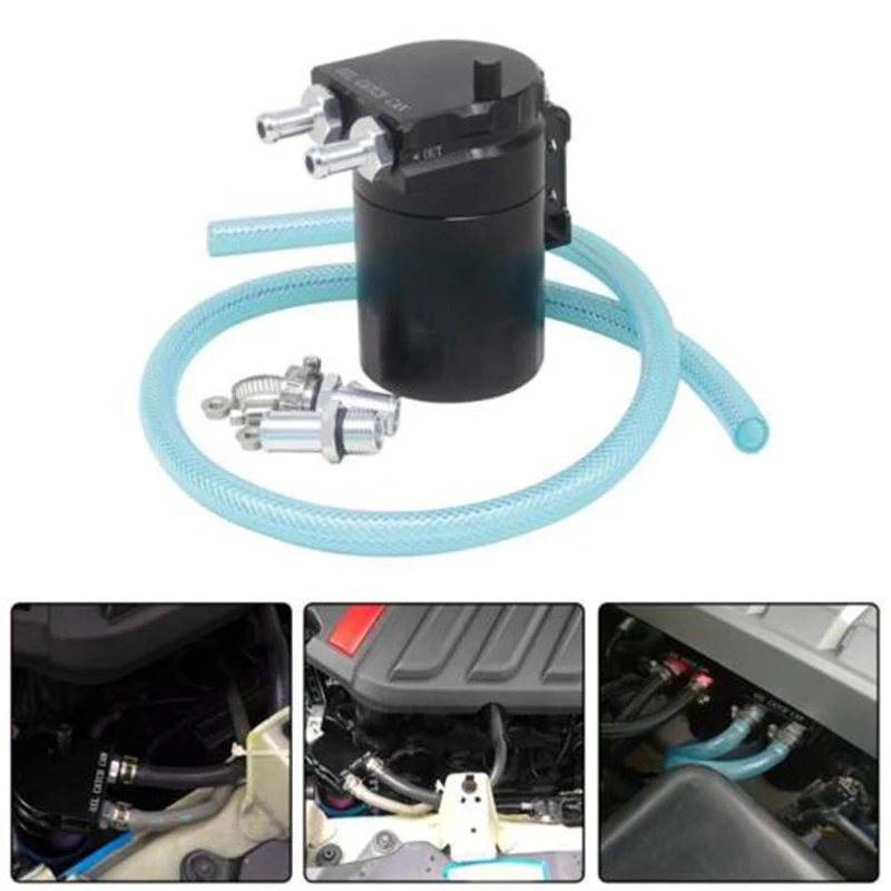 

Aluminum Baffled Oil Catch Can Tank Reservoir Breather+10/14mm Fittings Newest