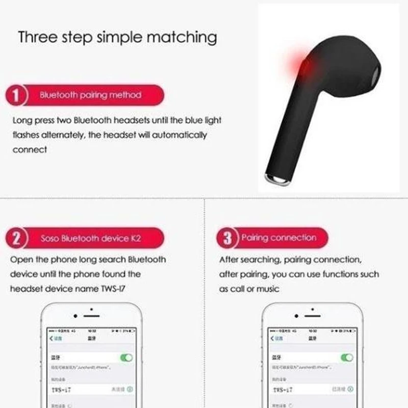 Трендовые Беспроводные Bluetooth 4 1 наушники вкладыши I7 Tws гарнитура для Iphone x xr Android
