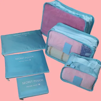 

6 Pcs/Set Waterproof Travel Comastic Bags Space Saver Large Capacity Clothes Packing Cube Luggage Organizer Pouch Drop Shipping