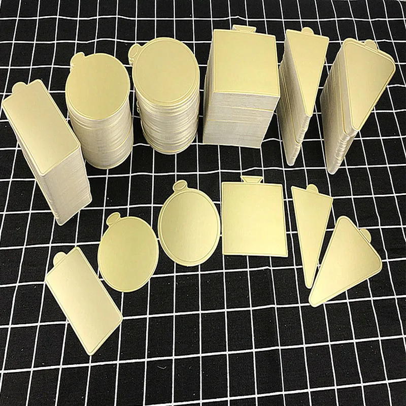 

100pcs/Set Mousse Cake Boards Gold Paper Cupcake Dessert Displays Tray Wedding Birthday Cake Pastry Decorative Tools Kit