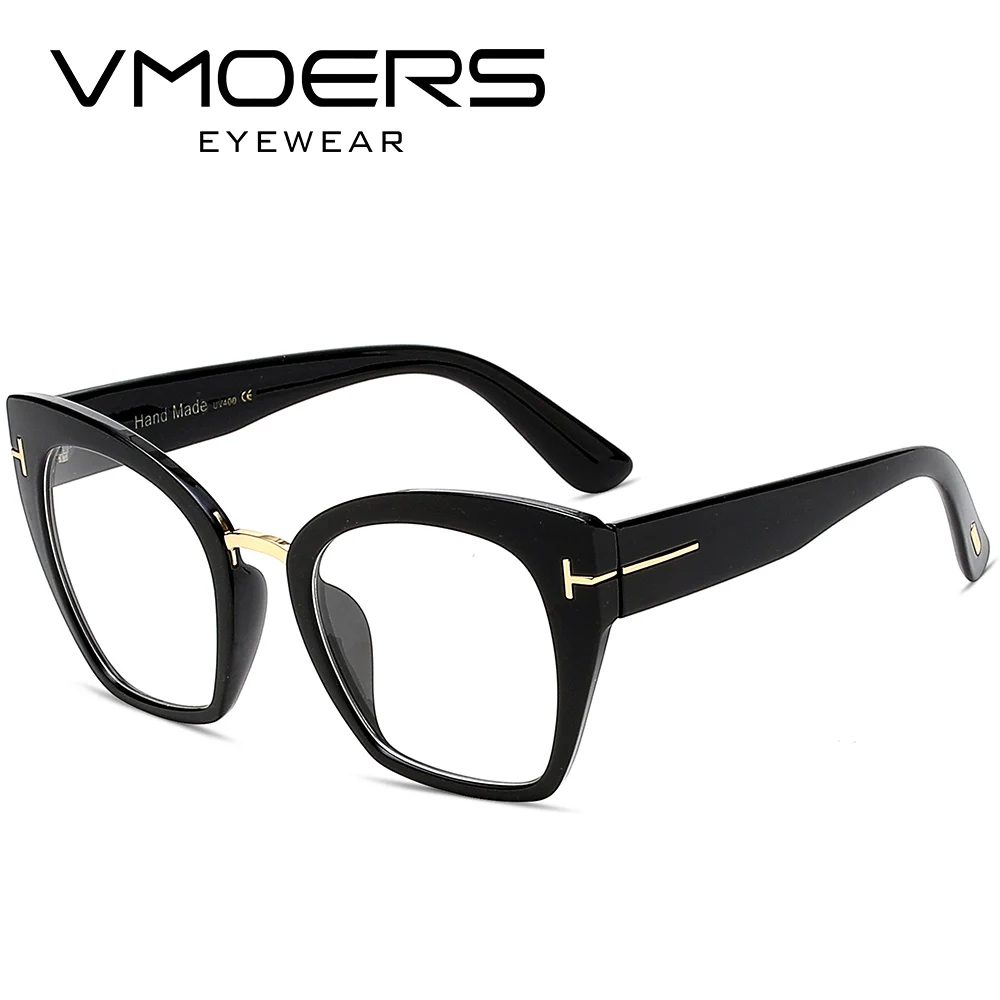 VMOERS Oversized Cat Eye Fake Glasses Clear Frame Women Luxury Brand