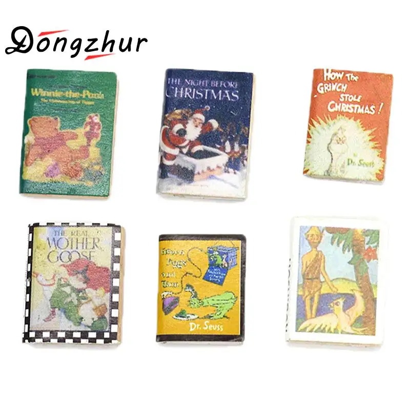 6pcs/Lot Dollhouse Miniature 1:12 Comic books Colorful Wooden Books Miniaturas Casa De Munecas 1:12 Dollhouse Kit Accessories