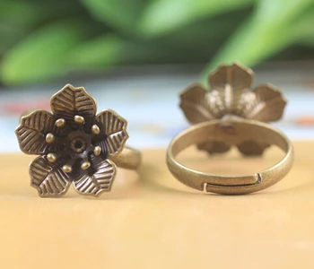 

100pcs/lot 16*6mm bronze flower ring base jewelry findings