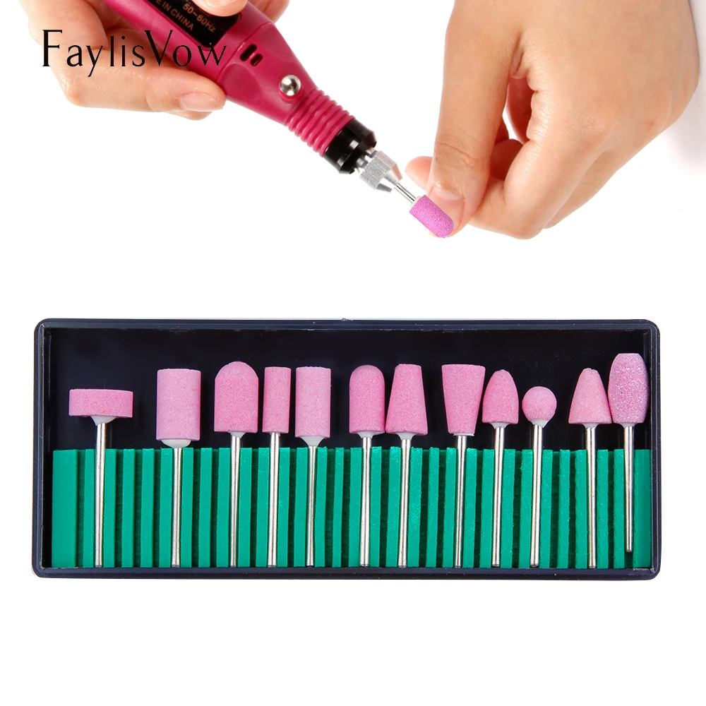 

12Pcs Electric Milling Drill Bits Set Quartz Cutters Apparatus for Manicure Polishing Machine Head Drills Grinding Replacement