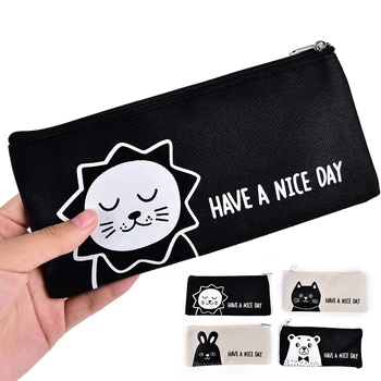 

Cute Animal Lion Bear Rabbit Cat Pencil Bag Pen Storage Bags Papelaria Canvas Pencil Case Stationery Escolor School Supplies