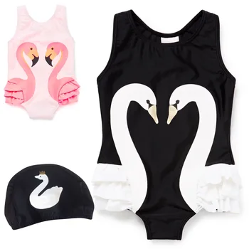 

Brand New Summer 2019 Toddler Kids Baby Girl Swan Bikini Swimwear One-Piece Flower Swimsuit Swimming Costumes with Hat